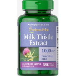 Расторопша экстракт (Силимарин), Milk Thistle 1000 mg (Silymarin), Puritan's Pride, 180 капсул
