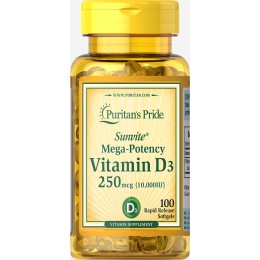 Витамин Д3, Vitamin D3 10,000 IU, Puritan's Pride, 100 капсул