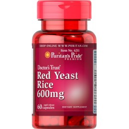 Красный дрожжевой рис, Red Yeast Rice 600 mg Puritan's Pride, 60 капсул