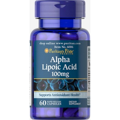 Альфа-липоевая кислота, Alpha Lipoic Acid 100 mg Puritan's Pride, 60 капсул, , #006006, Puritan's Pride, Альфа-липоевая кислота
