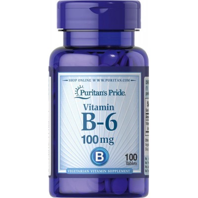Витамин В-6 Пиридоксин, Vitamin B-6  100 mg, Puritan's Pride, 100 таблеток, , #000650, Puritan's Pride, Витамин В-6 (Пиридоксин)