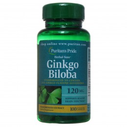 Гинкго Билоба витамины для памяти, Ginkgo Biloba, Puritan's Pride, 120 мг, 100 капсул