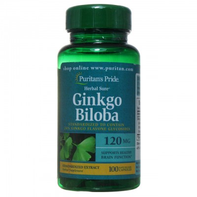 Гинкго Билоба витамины для памяти, Ginkgo Biloba, Puritan's Pride, 120 мг, 100 капсул, , #004544, Puritan's Pride, Гинкго билоба
