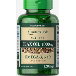Масло льняное натуральное, Natural Flax Oil 1000 mg, Puritan's Pride, 120 капсул
