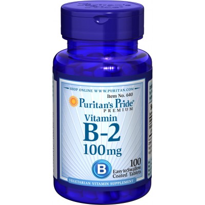 Витамин В-2 (Рибофлавин), Vitamin B-2 (Riboflavin) 100 mg, Puritan's Pride, 100 таблеток, , #000640, Puritan's Pride, Витамин В-2 (Рибофлавин)