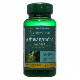 Ашваганда экстракт, Ashwagandha Standardized Extract 500 mg, Puritan's Pride, 60 капсул