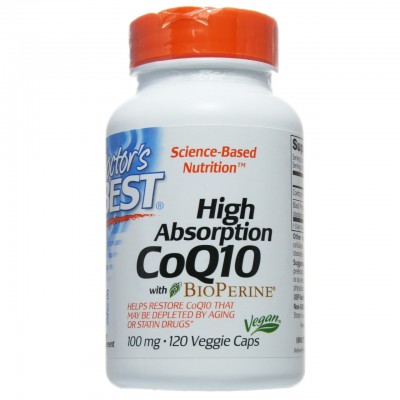 Коэнзим Q10, Doctor's Best, Биоперин, 100 мг, 120 капсул, , DRB-00188, Doctor's Best, Биоперин