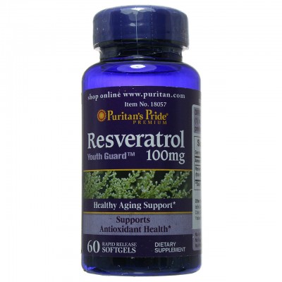 Ресвератрол, Resveratrol 100 mg, Puritan's Pride, 60 капсул, , #018057, Puritan's Pride, Ресвератрол