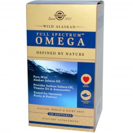 Рыбий жир из лосося (Full Spectrum Omega), Омега, Solgar, 120 капсул