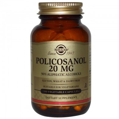 Поликозанол (Policosanol), Solgar, 20 мг, 100 капсул, , SOL-02251, Solgar, Витамины для сердечно-сосудистой системы