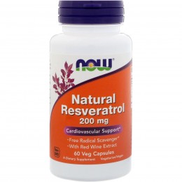 Ресвератрол (Resveratrol), Now Foods, натуральный, 200 мг, 60 капсул