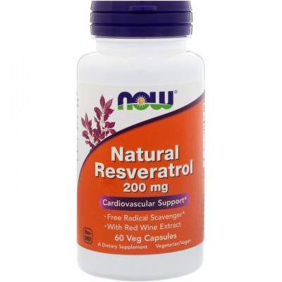 Ресвератрол (Resveratrol), Now Foods, натуральный, 200 мг, 60 капсул, , NOW-03353, Now Foods, Ресвератрол