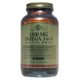 Рыбий жир, Омега 3 6 9 (EFA, Omega 3-6-9), Solgar, 1300 мг, 120 капсул