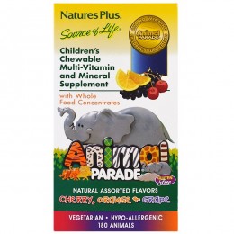 Детские жевательные витамины - мультивитаминный и минеральный комплекс, Animal Parade, 180 штук
