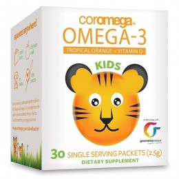 Омега-3 Рыбий Жир для детей, Kids Omega-3 Squeeze Orange Coromega, США, 30 пакетиков (2,5 г)