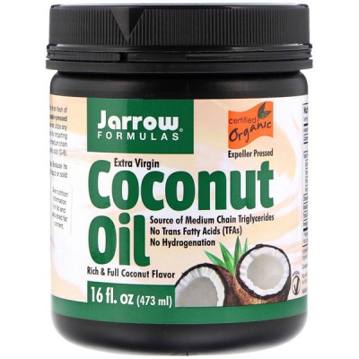 Органическое кокосовое масло первого отжима, для выпечки и косметических процедур, Jarrow Formulas, 474г., , JRW-16033, Jarrow Formulas, Кокосовое масло