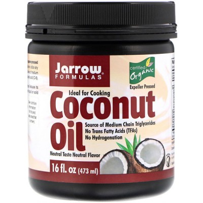 Кокосовое масло пищевое для кулинарии, Jarrow Formulas,  454 г, , JRW-16028, Jarrow Formulas, Кокосовое масло