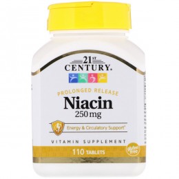 Витамин В3 Ниацин, 21st Century Health Care, 250 мкг, 110 таблеток