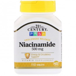 Витамин В3 Ниациномид, 21st Century Health Care, 500 мг, 110 таблеток