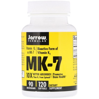 Витамин К2, МК-7, Jarrow Formulas, 90 мкг, 120 капсул, , JRW-30007, Jarrow Formulas, Витамин К2
