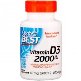 Витамин Д3, Doctor's Best, 2000 МЕ, 180 капсул