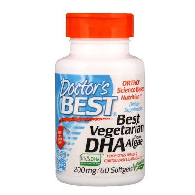 Рыбий жир из водорослей, Doctor's Best, 60 капсул, , DRB-00296, Doctor's Best, Омега для вегетарианцев