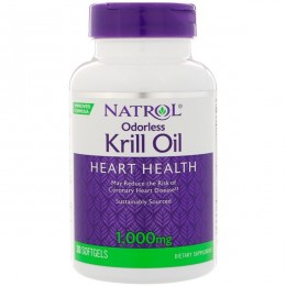 Масло криля, Odorless Krill Oil, Natrol, 1000 мг, 30 гелевыех капсул