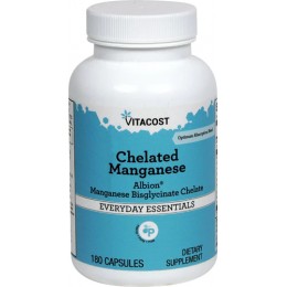 Марганец хелат, Chelated Manganese - Albion, Vitacost, 10 мг, 180 капсул
