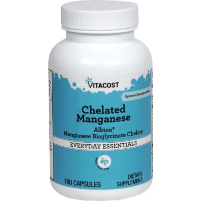 Марганец хелат, Chelated Manganese - Albion, Vitacost, 10 мг, 180 капсул, , 844197015375, Vitacost, Марганец