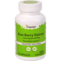 Асаи, экстракт, Vitacost, Acai Berry Extract, 1000 мг, 60 капсул