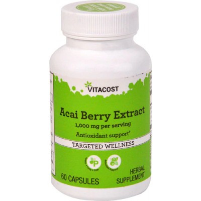 Асаи, экстракт, Vitacost, Acai Berry Extract, 1000 мг, 60 капсул, , 835003003990, Vitacost, Асаи