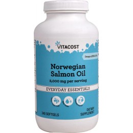 Масло из норвежского лосося, Vitacost, Norwegian Salmon Oil, 2000 мг, 240 капсул