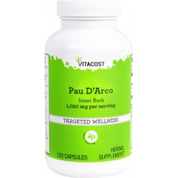 По Дарко, Кора муравьиного дерева, Pau D'Arco, Vitacost, 1020 мг, 120 капсул. Для иммунитета.