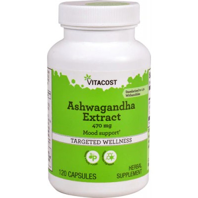 Ашваганда, экстракт, Vitacost, Ashwagandha Extract, 470 мг, 120 капсул, , 844197010639, Vitacost, Ашваганда