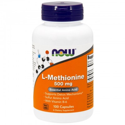 Метионин для нервной системы, L-methionine Now Foods, 500 мг, 100 капсул, , NOW-00117, Now Foods, Метионин