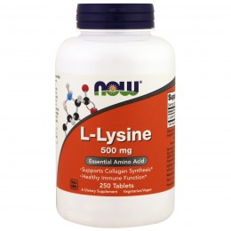 Лизин L-lysine Now Foods, 500 мг, 250 таблеток
