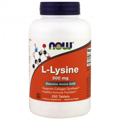 Лизин L-lysine Now Foods, 500 мг, 250 таблеток, , NOW-00102, Now Foods, Лизин Lysine