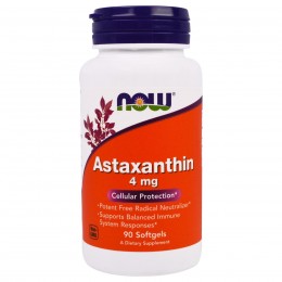 Астаксантин - мощнейший антиоксидант, Astaxanthin, Now Foods, 4 mg, 90 капсул