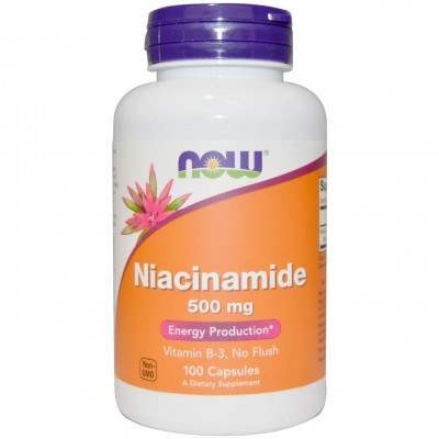 Ниацинамид, Now Foods, 500 мг, 100 капсул, , NOW-00478, Now Foods, Витамин В-3 (Ниацин)