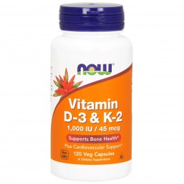 Витамин D-3 и K-2 для здоровья костей, Now Foods, 120 капсул