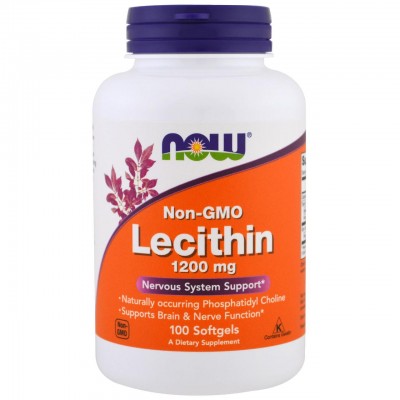 Лецитин, Lecithin, Now Foods, 1200 мг, 100 капсул, , NOW-02210, Now Foods, Лецитин