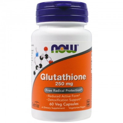Глутатион, Now Foods, Gluthathione, 250 мг, 60 вегетарианских капсул, , NOW-00096, Now Foods, Аминокислоты и комплексы