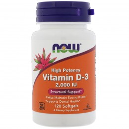 Витамин Д3, Vitamin D3, Now Foods, 2000 МЕ, 120 капсул