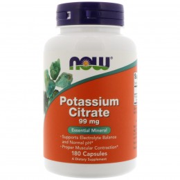 Калий цитрат, Potassium Citrate, Now Foods, 99 мг, 180 капсул