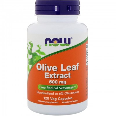 Листья оливы, Olive Leaf, Now Foods, экстракт, 500 мг, 120 кап., , NOW-04722, Now Foods, Олива (лист)