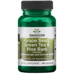 Антиоксидант виноградная косточка зеленый чай сосновая кора, Swanson, 60 капсул