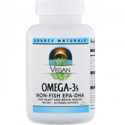 Омега-3, Source Naturals, 300 мг, 60 капсул, , SNS-02459, Source Naturals, Омега для вегетарианцев