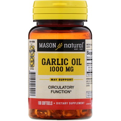 Чесночное масло в капсулах, Mason Vitamins, 100 мягких капсул, , MAV-06991, Mason Vitamins, Чеснок