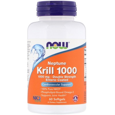 Масло криля, Krill, Now Foods, 1000 мг, 60 капсул, , NOW-01627, Now Foods, Масло Криля