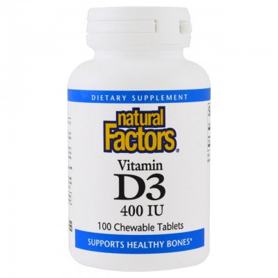 Витамин D3 для детей (вкус ягод), Natural Factors, 100 таблеток, , NFS-01059, Natural Factors, Витамин Д3 для детей